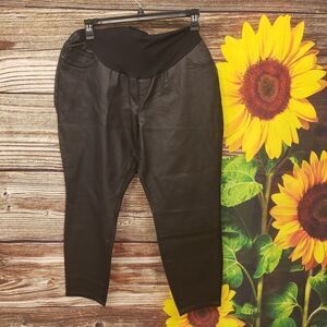 Indigo Blue faux leather front/back Maternity pant
